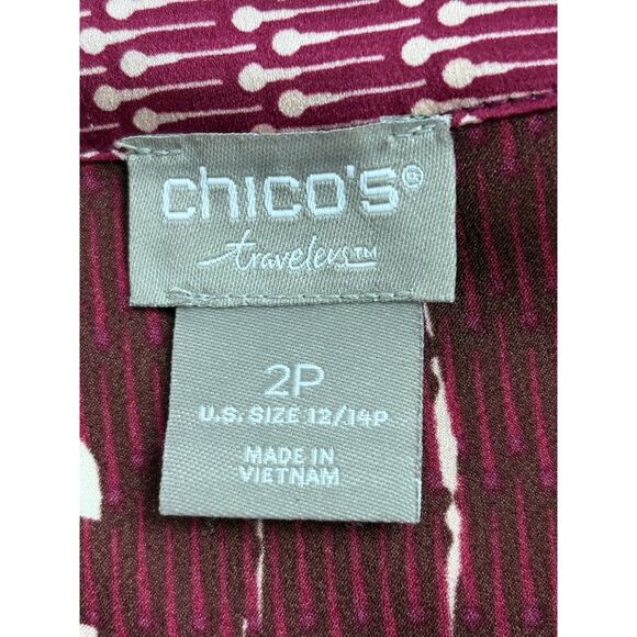 Chico’s Travelers Size 12/14P Open Front Asian Inspired Kimono Red Floral - Picture 6 of 9